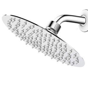 nearmoon high pressure shower head with shower arm, high flow stainless steel rain showerhead, ultra-thin design, pressure boosting-awesome shower experience(8 inch head + shower arm, chrome finish)