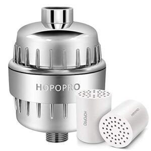 hopopro nbc news recommended brand 18 stages shower filter set, high output universal shower head filter combo water softener remove chlorine fluoride heavy metals sediments impurities