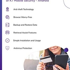 K7 Mobile Security Android for 1 Device Includes Advanced Antivirus, Anti-theft, Burglar Alarm, Anti Malware, Data Backup & Restore (12 Months) – Download Code