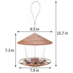 Hanizi Hanging Bird Feeder Squirrel Proof for Outdoor Wild Bird Seed, Outside, Garden Yard Decoration (Brown)