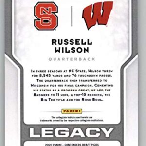 2020 Panini Contenders Draft Legacy #1 Russell Wilson NC State Wolfpack/Wisconsin Badgers Football Trading Card