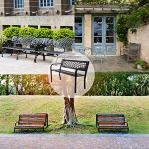 Her Majesty with Armrests Sturdy Steel Frame Furniture Patio Metal Bench Porch Work Easy Assembly,Black