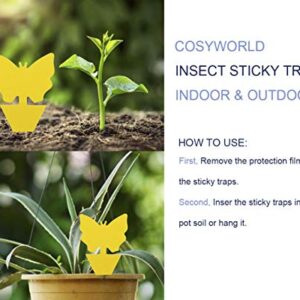 COSYWORLD 12 Pack Yellow Sticky Bugs Traps for Indoor/Outdoor Use, Gnat Trap for Flying Plant Insect Such as Fungus Gnats, Whiteflies, Aphids, Fruit Fly, Leafminers- Disposable Glue Trappers