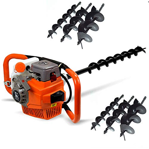 TFCFL 71CC Heavy Duty Gas Powered Post Hole Digger with 3pcs Earth Auger Drill Bits (4"/6"/8" Bits) and 12'' Extention Bar（Products Will be Delivered in Two Packages) (71CC)