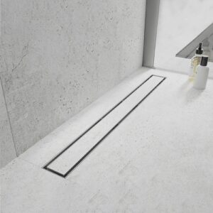 elefloom linear shower drain, shower drain 24 inch with 2-in-1 tile insert cover, brushed aisi 304 stainless steel shower floor drain, shower drain with hair catcher and adjustable feet