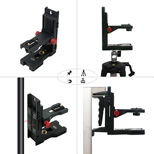 Zokoun Multifunctional Magnetic Bracket With Spring Clip Laser Level-Alternative to A Standard 1/4"and 5/8"Thread,Fully-Adjustable Magnetic Pivoting Base to 360 Degree for Wall & Ceiling Mount(LB02)