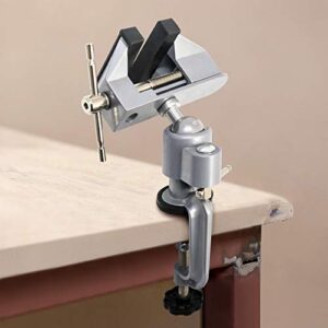 QWORK 3" Universal Tabletop Clamp Vice Tilts Rotate 360°, Portable Work Bench Vise for Drilling, Woodworking,Jewelry Making, Mental working