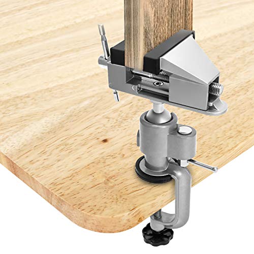 QWORK 3" Universal Tabletop Clamp Vice Tilts Rotate 360°, Portable Work Bench Vise for Drilling, Woodworking,Jewelry Making, Mental working