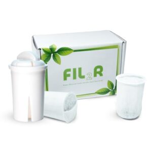 fil₂r reusable water filter replacement - compatible with brita & pur pitchers -recyclable casing - natural coconut shell activated carbon - active filtration - easy pod replacement - low waste design