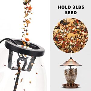 REALEAD Bird Feeder, Wild Bird Feeders for Outside,Metal and Glass Bird Feeder with 3 lbs Seed Capacity, Bird Feeders for Outdoor Hanging for Garden Yard