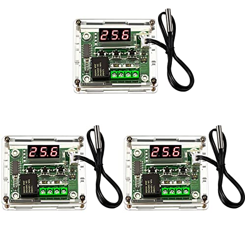 DaFuRui 3Pack W1209 Digital Temperature Controller Module，W1209 Temperature Controller Board Case with Waterproof NTC Probe -50~110℃ DC 12V Electronic Temp Control Module Switch