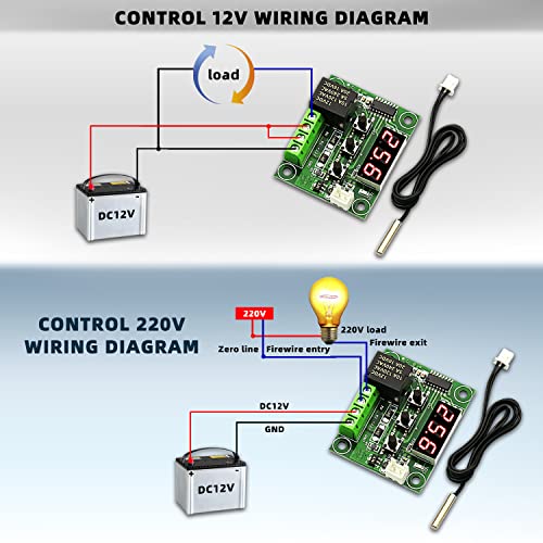 DaFuRui 3Pack W1209 Digital Temperature Controller Module，W1209 Temperature Controller Board Case with Waterproof NTC Probe -50~110℃ DC 12V Electronic Temp Control Module Switch