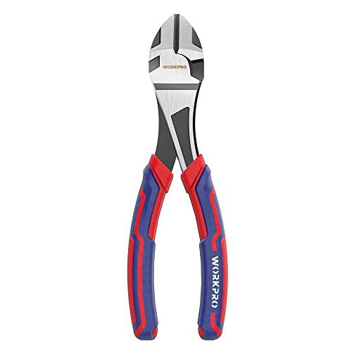 WORKPRO 7-Inch Diagonal Pliers in CRV Steel for Cutting Wires, Bi-material Handle Comfort Grip