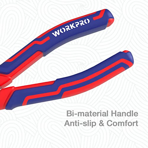 WORKPRO 7-Inch Diagonal Pliers in CRV Steel for Cutting Wires, Bi-material Handle Comfort Grip