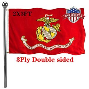 jayus double sided us marine corps military flags 2x3 outdoor- vivid colors 200d usmc flag banner with 2 grommets