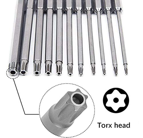 aiyun 11-Piece Torx Security Bit Set, S2 Steel Magnetic Security Screwdriver Set 3 Inch Star Screwdriver for Shark Vacuum T6-T40 (75mm Length)