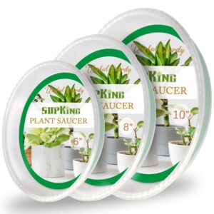 supking plant saucers 9 packs of 6inch 8inch 10inch,durable clear plastic drip tray thicker sturdier plant pot saucers stronger flower pot tray for indoors & outdoors (3 size)