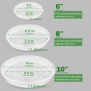 SupKing Plant Saucers 9 Packs of 6inch 8inch 10inch,Durable Clear Plastic Drip Tray Thicker Sturdier Plant Pot Saucers Stronger Flower Pot Tray for Indoors & Outdoors (3 Size)