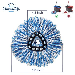 BonusLife 3-Pack Mop Head for O-Ceda RinseClean Spin Mop Refill 2-Tank System Only Easy Cleaning Microfiber Replacement