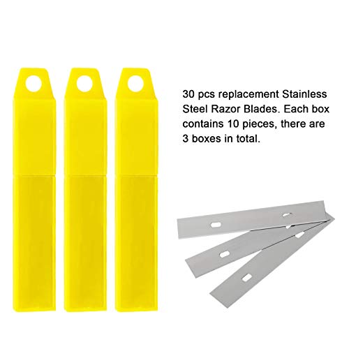 4" Scraper Razor Blades, 30 PCS Replacement Stainless Steel Blades to Remove Decals, Stickers, Wallpaper Adhesive Vinyls, etc.