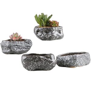 4 pcs ceramic succulent plant pot/cactus plant pot flower pot/container,farmhouse style planter bonsai pots with a hole a01
