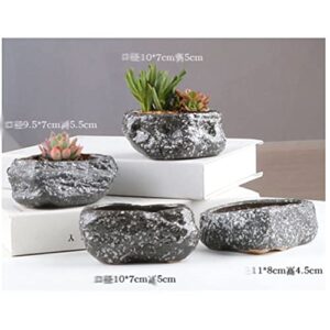 4 PCS Ceramic Succulent Plant Pot/Cactus Plant Pot Flower Pot/Container,Farmhouse Style Planter Bonsai Pots with A Hole A01