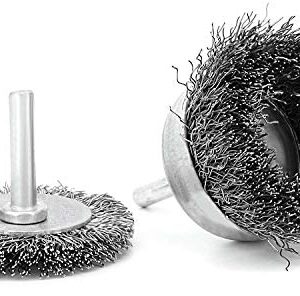 6 Pcs Wire Wheel Cup Brush Set,1/4In Round Shank Wire Brush for Drill Attachment, for Cleaning Rust, Stripping and Abrasive