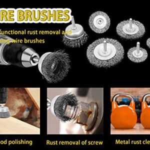 6 Pcs Wire Wheel Cup Brush Set,1/4In Round Shank Wire Brush for Drill Attachment, for Cleaning Rust, Stripping and Abrasive