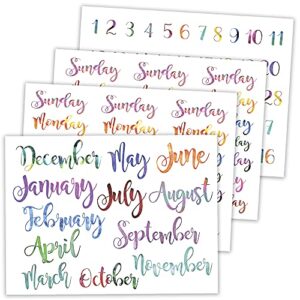 watercolor months, watercolor stickers, watercolor numbers, watercolor days of the week, sticker kit, sticker set, sticker pack