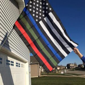 Thin Blue Red Green Line American Flag 3x5 Outdoor- Heavy Duty Police Firefighter Military Army Fireman USA Flags Blue Red Green Lives Matter Stripe Flag with Grommets