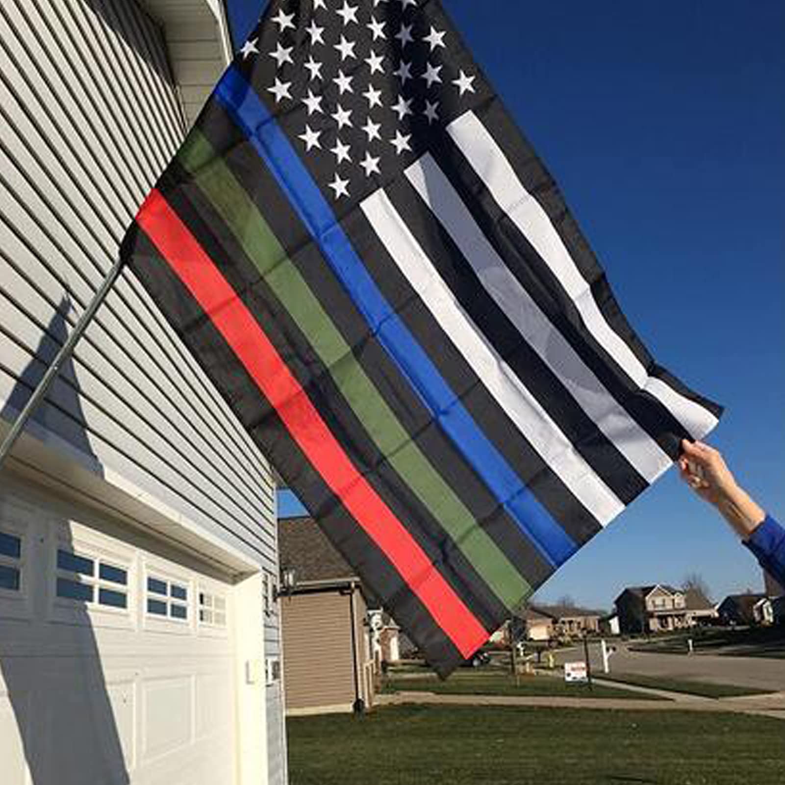 Thin Blue Red Green Line American Flag 3x5 Outdoor- Heavy Duty Police ...