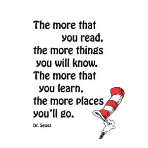 dr. seuss quotes- read and know- inspirational wall art, motivational wall art print makes ideal wall decor for living room decor, office decor, classroom and kids wall decor, unframed- 8x10”