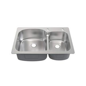 ouvert 33 x 22 stainless steel, dual basin, top-mount kitchen sink