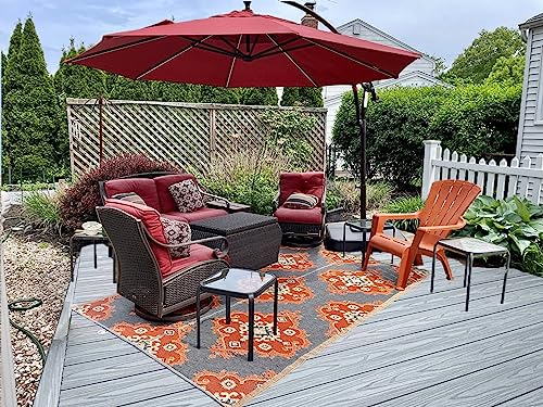 BalajeesUSA Premium Outdoor Plastic Patio Rugs – 6x9, Orange, Yellow, Grey, Durable and Affordable, Multipurpose, Woven Plastic Straw, All-Weather and Waterproof Rug, Reversible Camper Rug, Recycled