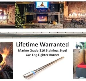 EasyFirePits 24 Inch Stainless Steel Lifetime Warranted Gas Fireplace Replacement Burner Straight END-FED Gas Log Lighter