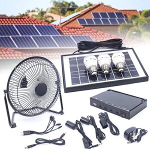 dyrabrest solar generator portable lighting system kit, solar powered panel+fan+3x1w 12v bulbs