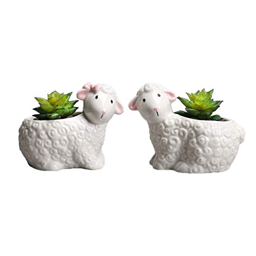 Cabilock Cactus Pot 2pcs Ceramic s Decorative Flowerpot Sheep Plants Decorative Succulent Pot Plant Flower Pot Small White Flowers Indoor Ceramic Bonsai Pots