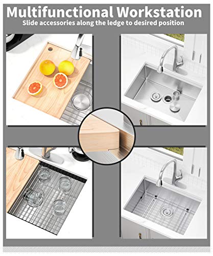 X Home 23 x 19 Inch Undermount Kitchen Sink Single Bowl, 16 Gauge Stainless Steel Kitchen Workstation Sink With R10 Corners, Fits 35 Inch Cabinet