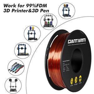 GIANTARM 3D Printer Filament, Silk Copper Pla Filament, 1Kg(2.2lbs) Spool, 1.75mm Dimension Accuracy +/- 0.03mm, 3D Printing Filament