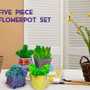 CHENP.HMC Planters Set of 5 Ceramic Succulent Planter Pot with Drainage,Planting Pot Flower Pots,Small Planter Pots for Garden,Cactu,Succulent Pot(Plants Not Included)…