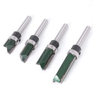 Straight Router Bit with Bearing, Wolfride 4PCS Flush Trim Template 1/4-Inch Shank Top Bearing Pattern Router Bit