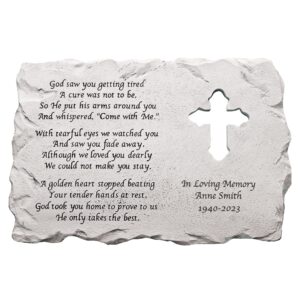 let's make memories personalized cross memorial stone - sympathy - condolences - garden marker