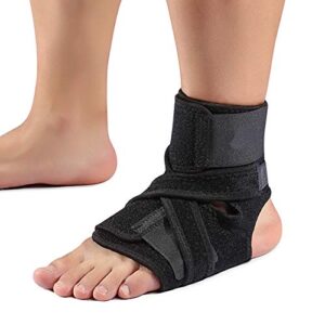 gototop ankle brace,adjustable breathable foot support,daytime splint with heel strap that fits in shoe,foot arch pain relief and sprains,black