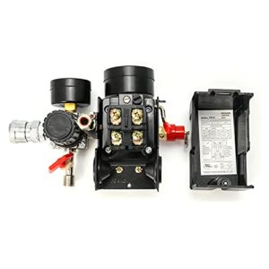 QWORK Air Compressor Pressure Switch Control Valve, 90-120PSI Pressure Regulator with Pressure Gauges Fittings Set