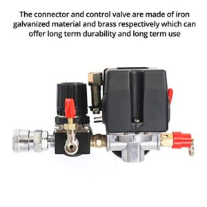 QWORK Air Compressor Pressure Switch Control Valve, 90-120PSI Pressure Regulator with Pressure Gauges Fittings Set