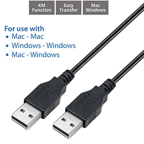 DTech Computer to Computer USB Cable 6ft, Data Transfer PC to PC Cord FTDI Chip Windows 11 10 8 7 Vista XP MAC Linux for USB 2.0 High Speed Easy File Sync Connection (6 Feet, Black)