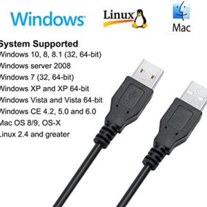 DTech Computer to Computer USB Cable 6ft, Data Transfer PC to PC Cord FTDI Chip Windows 11 10 8 7 Vista XP MAC Linux for USB 2.0 High Speed Easy File Sync Connection (6 Feet, Black)