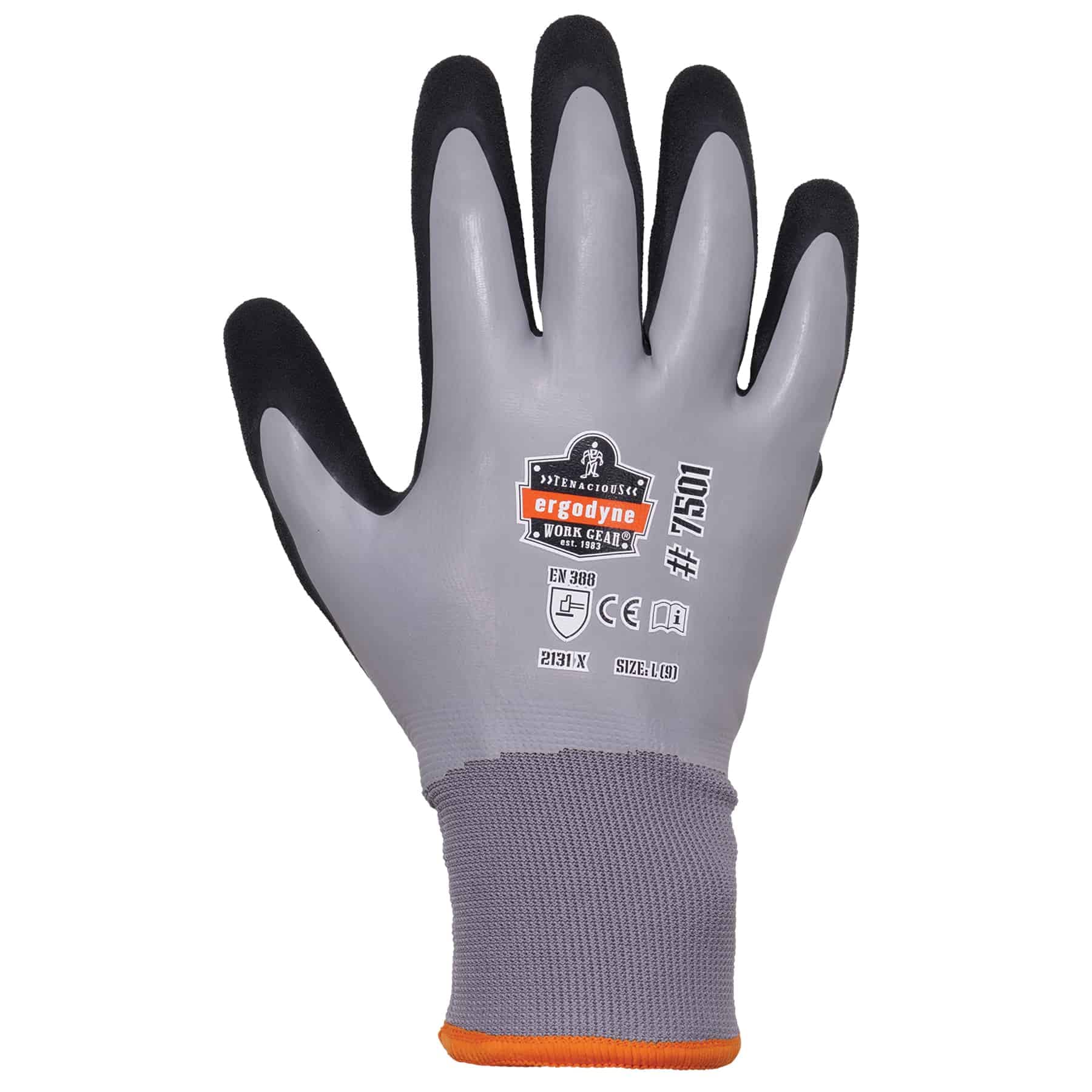 Ergodyne ProFlex 7501 Coated Waterproof Winter Work Gloves Gray, Large, 1 Pair