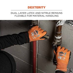 Ergodyne ProFlex 7551 Waterproof Winter Work Gloves, Cut Resistant ANSI A5, Sandy Nitrile Coated Palms, Thermal Fleece Lining Orange