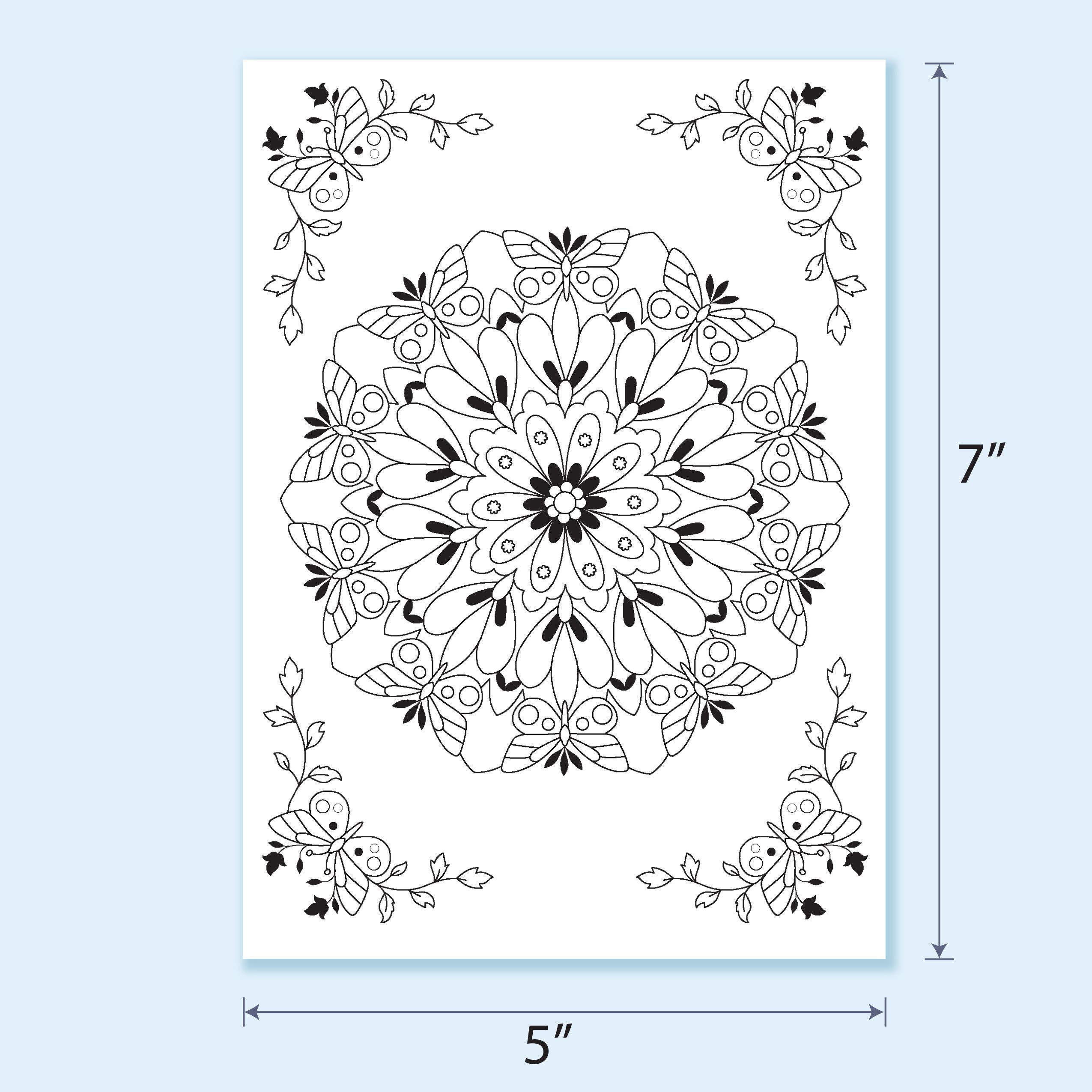 8 count | Mandala Coloring Postcards | Art Therapy | 8 unique Designs | Flower Mandala Art | Adult Coloring | Thank you cards | Birthday cards | Creativity and Relaxation